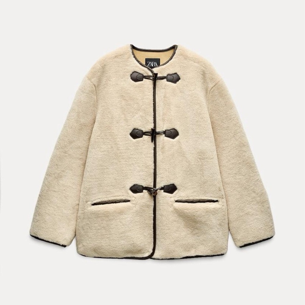 Zara Sherpa Toggle Coat SZ XS